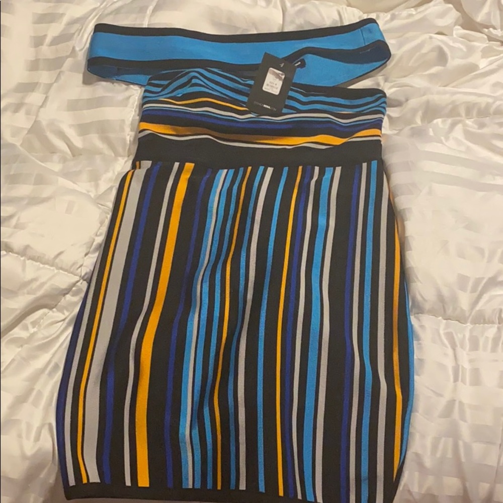 Multicolor striped halter dress